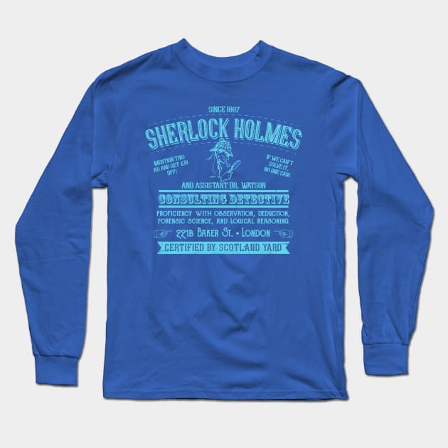 Sherlock Holmes Newspaper Ad Faded Dks Long Sleeve T-Shirt by Alema Art